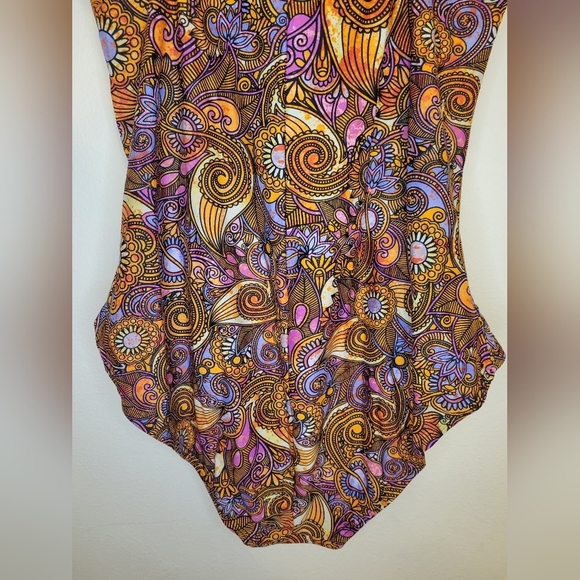 Emerald Bay One Piece Swimsuit Multicolored With Adjustable Straps Sz 14 - Picture 6 of 13